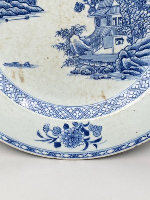 18th Century Chinese Blue and White Porcelain Dish with Pagoda Motif-QKG-1450199