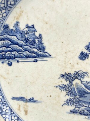 18th Century Chinese Blue and White Porcelain Dish with Pagoda Motif-QKG-1450199