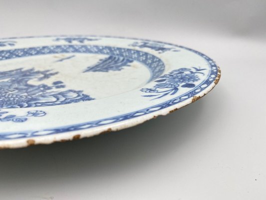 18th Century Chinese Blue and White Porcelain Dish with Pagoda Motif-QKG-1450199