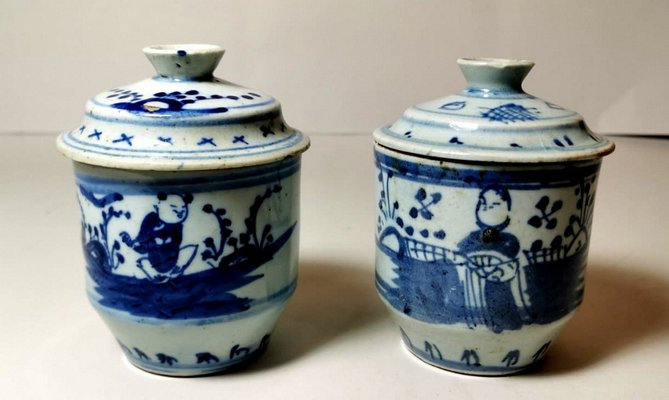 18th Century Chinese Hand Painted Porcelain Jars, Set of 2-QRS-711598