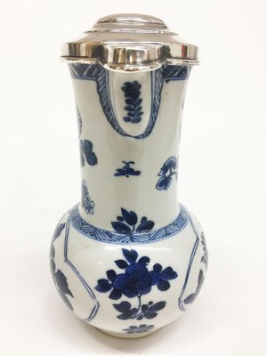 18th Century Chinese Kangxi Blue and White Porcelain and Silver Jug, 1662-1722-UCH-1224579