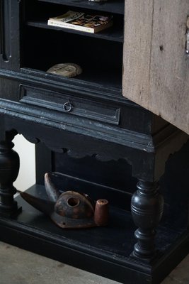 18th Century Danish Baroque Black Painted Cabinet-MXF-1824171