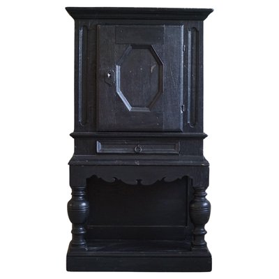 18th Century Danish Baroque Black Painted Cabinet-MXF-1824171