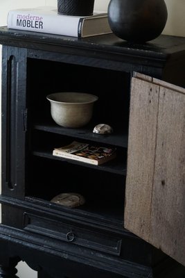 18th Century Danish Baroque Black Painted Cabinet-MXF-1824171