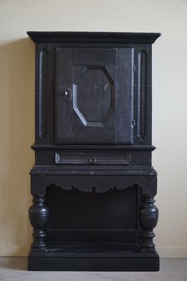 18th Century Danish Baroque Black Painted Cabinet-MXF-1824171