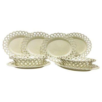 18th Century English Creamware Baskets and Plates, Set of 8-UCH-1802685