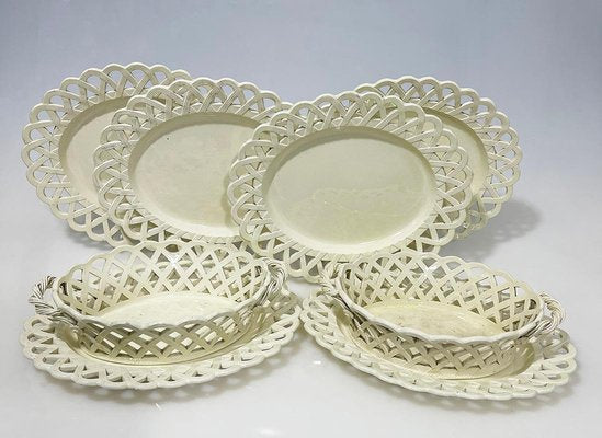 18th Century English Creamware Baskets and Plates, Set of 8-UCH-1802685