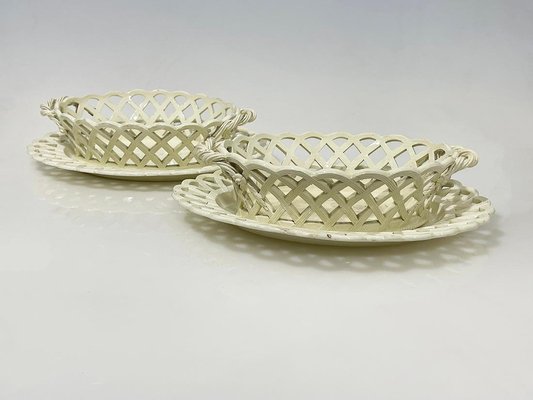 18th Century English Creamware Baskets and Plates, Set of 8-UCH-1802685