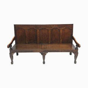 18th Century English Oak Settle Hall Bench-UCH-1224578