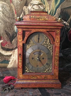 18th Century English Red Lacquer and Bronze Clock-LQ-575192