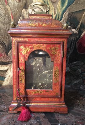 18th Century English Red Lacquer and Bronze Clock-LQ-575192