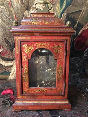 18th Century English Red Lacquer and Bronze Clock-LQ-575192