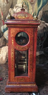 18th Century English Red Lacquer and Bronze Clock-LQ-575192