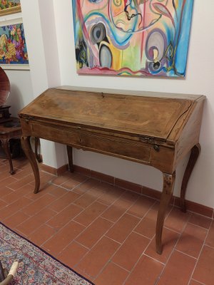 18th Century Flap Cabinet Writing Desk in Solid Walnut with Carvings-ZFY-1700974