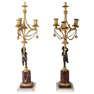 18th Century French Bronze and Gilt Bronze Candelabras, Set of 2-MBH-1031732