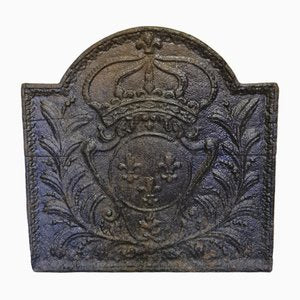 18th Century French Cast Iron Fireplace Plate with Bourbon Weapon-VHW-1811517