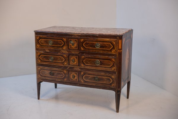 18th Century French Chest of Drawers in Wood and Red Marble-RCE-1440878