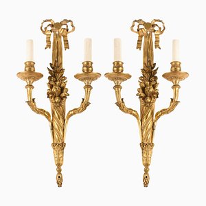 18th Century French Louis XVI Ormolu 2-Arm Sconces, 1780, Set of 2-MBH-1032659