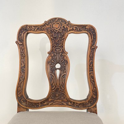 18th-Century German Baroque Chair in Carved Walnut, 1740s-FB-1000177