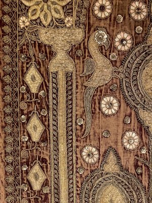 18th Century Indo Portuguese Embroidery with Gold Thread on Velvet-HPU-2032175