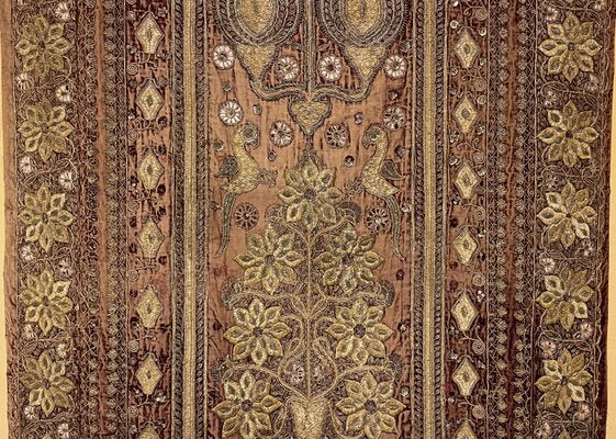 18th Century Indo Portuguese Embroidery with Gold Thread on Velvet-HPU-2032175