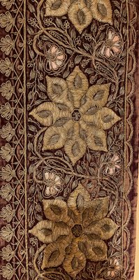 18th Century Indo Portuguese Embroidery with Gold Thread on Velvet-HPU-2032175