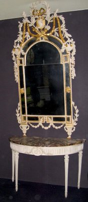 18th Century Italian Louis XVI Ivory Painted Demilune Console Table-MBH-1032513