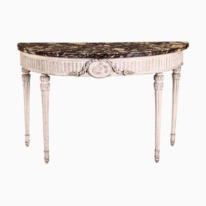 18th Century Italian Louis XVI Ivory Painted Demilune Console Table-MBH-1032513