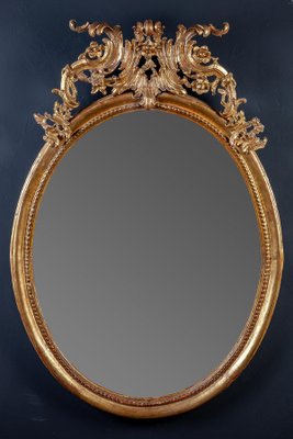 18th Century Italian Oval Shape Giltwood Mirror-MBH-1031958