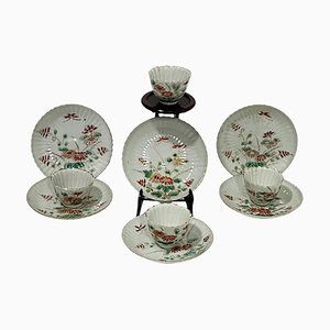 18th Century Japanese Imari Gold Porcelain Small Lobed Cups and Saucers, Set of 10-UCH-1224209