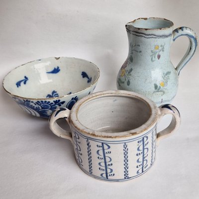 18th Century Jug, Bowl & Butterpot from Delftware, 1750s, Set of 3-BXK-2026887