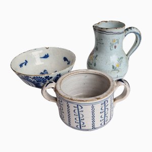 18th Century Jug, Bowl & Butterpot from Delftware, 1750s, Set of 3-BXK-2026887