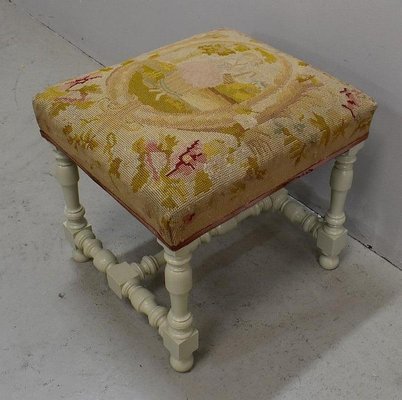 18th Century Louis XIV Style Canvas and Wood Stool-RVK-703031