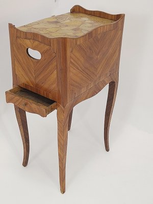 18th Century Louis XV Side Table in Oak, Wood, Rosewood, Marble, Walnut-NWA-1730322