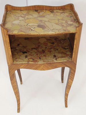 18th Century Louis XV Side Table in Oak, Wood, Rosewood, Marble, Walnut-NWA-1730322