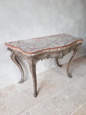 18th Century Rococo Console Table with Onyx Marble Top-TDA-1376474