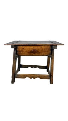 18th Century Spanish Pine Side Table with Drawer-FCK-2036228