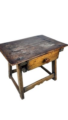 18th Century Spanish Pine Side Table with Drawer-FCK-2036228