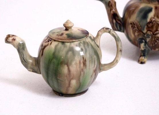 18th Century Teapots and Bowl Faience with Tortoiseshell Decorations from Wieldon, Set of 4-SA-636415