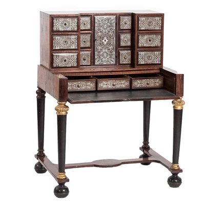 18th Century Tin Marquetry Writing Desk/ Cabinet-FGA-923546