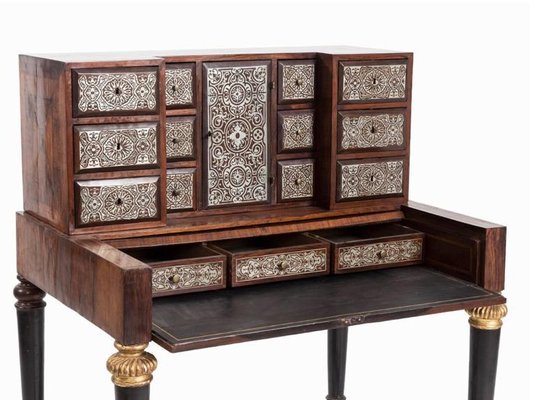 18th Century Tin Marquetry Writing Desk/ Cabinet-FGA-923546