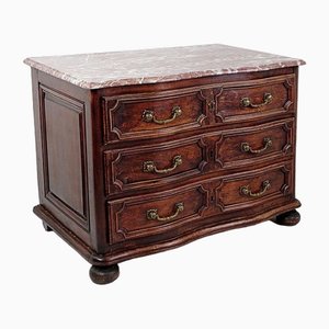 18th Century Walnut Chest of Drawers with Red Marble Top-JG-1785053