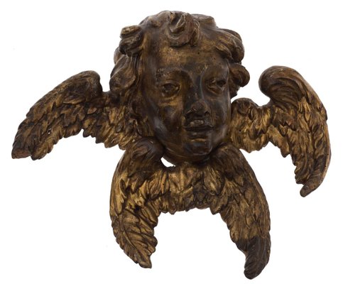 18th Century Wooden Gilded Angel Heads, Set of 2-ZCI-752783