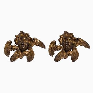 18th Century Wooden Gilded Angel Heads, Set of 2-ZCI-752783