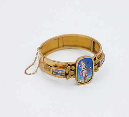 19 Century Austrian Gold Enamel Bracelet with Small Diamonds-OZS-1397137