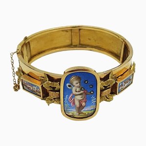 19 Century Austrian Gold Enamel Bracelet with Small Diamonds-OZS-1397137