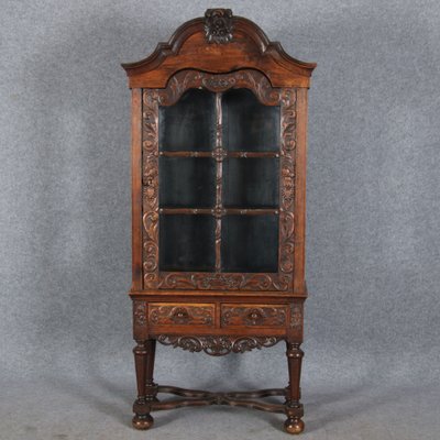 19 Century Baroque Showcase in Oak, 1800s-DXD-1703581