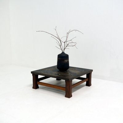 1960s Coffee Table Made of Oak and Norwegian Sell Pillarguri Slate-SV-1823810