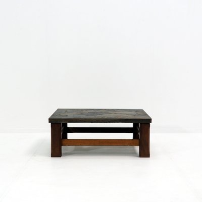 1960s Coffee Table Made of Oak and Norwegian Sell Pillarguri Slate-SV-1823810