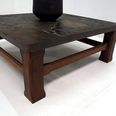 1960s Coffee Table Made of Oak and Norwegian Sell Pillarguri Slate-SV-1823810